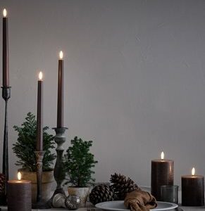 Alternative view of LED pillar candle, Brun - Rustic