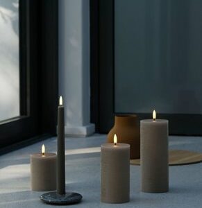 Alternative view of LED Pillar candle, Sandstone - Rustic