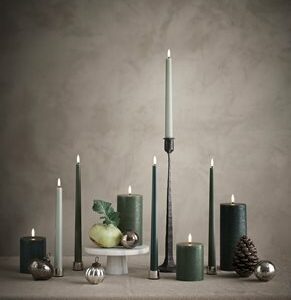 Alternative view of LED pillar candle, Pine green - Rustic
