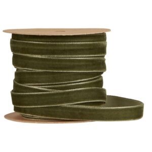 Velourbånd på spole, 10 m - Mosgrøn