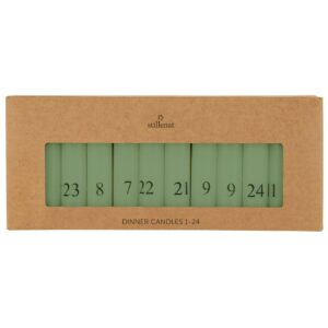 Æske med 24 bedelys til december - Støvgrøn