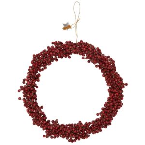 Håndlavet krans m. træperler - Ø: 22 cm