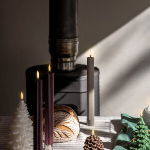 Alternative view of LED Taper Candle -grooved, Vinrød - Smooth - 2 pack