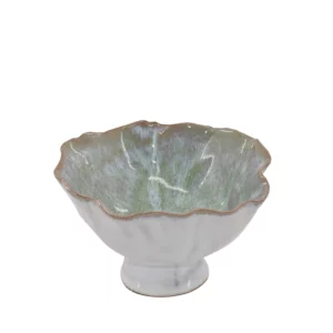 Keramik skål på fod - Grøn