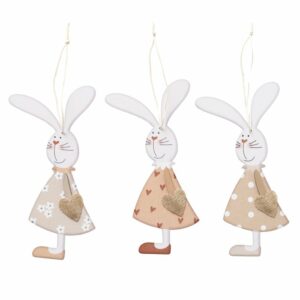 Træ kaniner med kjole - 3 forskellige