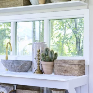 Alternative view of Vielle blomster krukke - råhvid