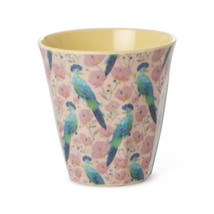 Rice melamin kop - Lyserød - Exotic Bird Print