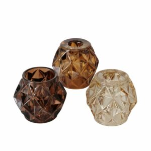 Fyrfadsstager i glas - 3 forskellige farver