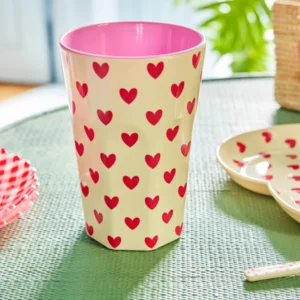 Alternative view of Rice melamin Høj kop - Creme - Darling Hearts Print
