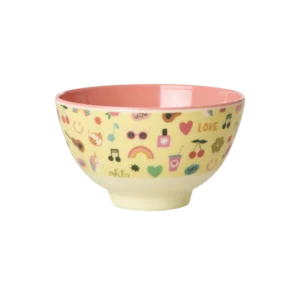 Rice melamin børneskål - Lys Gul - Unicorn Love Print