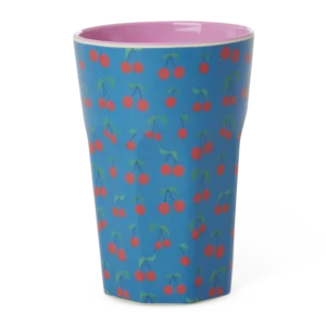 Rice melamin Høj kop - Blå - Cherry Love Print