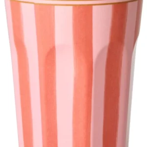 Rice melamin Høj kop - Pink - Organic Stripes