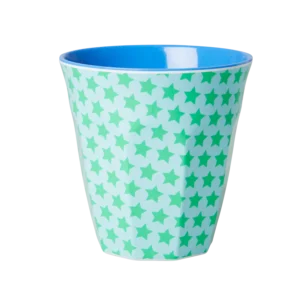 Rice melamin kop - Grøn - Green and Turquoise Star Print