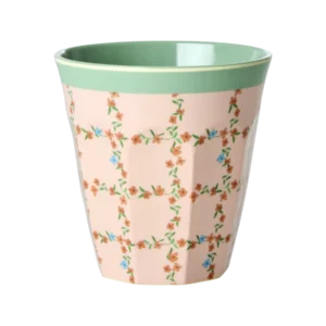 Rice melamin kop - Creme - Checkered Stencil Print