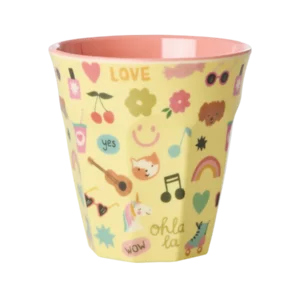 Rice melamin kop - Lys Gul - Unicorn Love Print