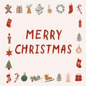 Serviet Merry Christmas og juleikoner 20 stk pr pakke