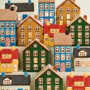 Alternative view of Hus t/fyrfadslys Nyhavn blå dør