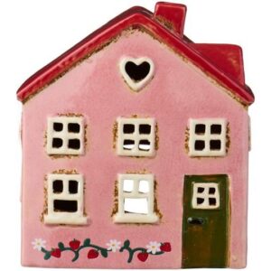 Hus t/fyrfadslys Ebeltoft grøn dør jordbærranke