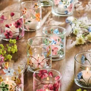 Alternative view of Stage t/fyrfadslys m. håndmalede blomster