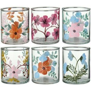 Stage t/fyrfadslys m. håndmalede blomster