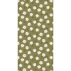 Serviet 10x20 cm grøn m/hvide blomster 16 stk/pk