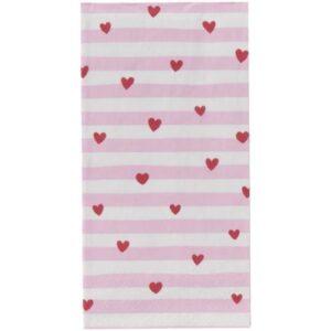 Serviet 10x20 cm røde hjerter og lyserøde striber 16 stk/pk