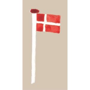 Serviet 10x20 cm Dannebrog på flagstang 16 stk/pk