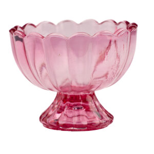 Rosa glasskål på fod
