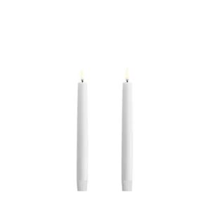 LED taper candle, Nordic white, Smooth, 2-pack