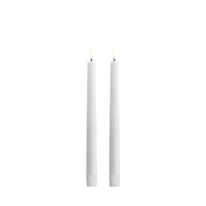 LED taper candle, Nordic white, Smooth, 2-pack