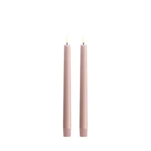 LED taper candle, Rose powder, Smooth, 2-pack
