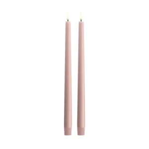 LED taper candle, Rose powder, Smooth, 2-pack