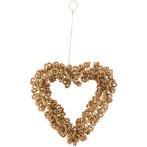 Hjerte t/ophæng Fairytale Christmas m/brune perler
