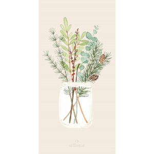 Serviet 10x20 cm julebuket i glaskrukke 16 stk/pk