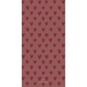 Serviet 10x20 cm desert rose m/røde hjerter 16 stk/pk