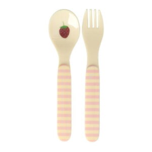 Melamin Babyske og gaffel - ABC - Pink
