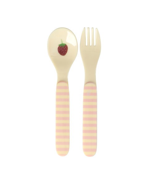 Melamin Babyske og gaffel - ABC - Pink