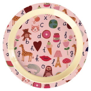 Melamin børnetallerken - ABC - Pink