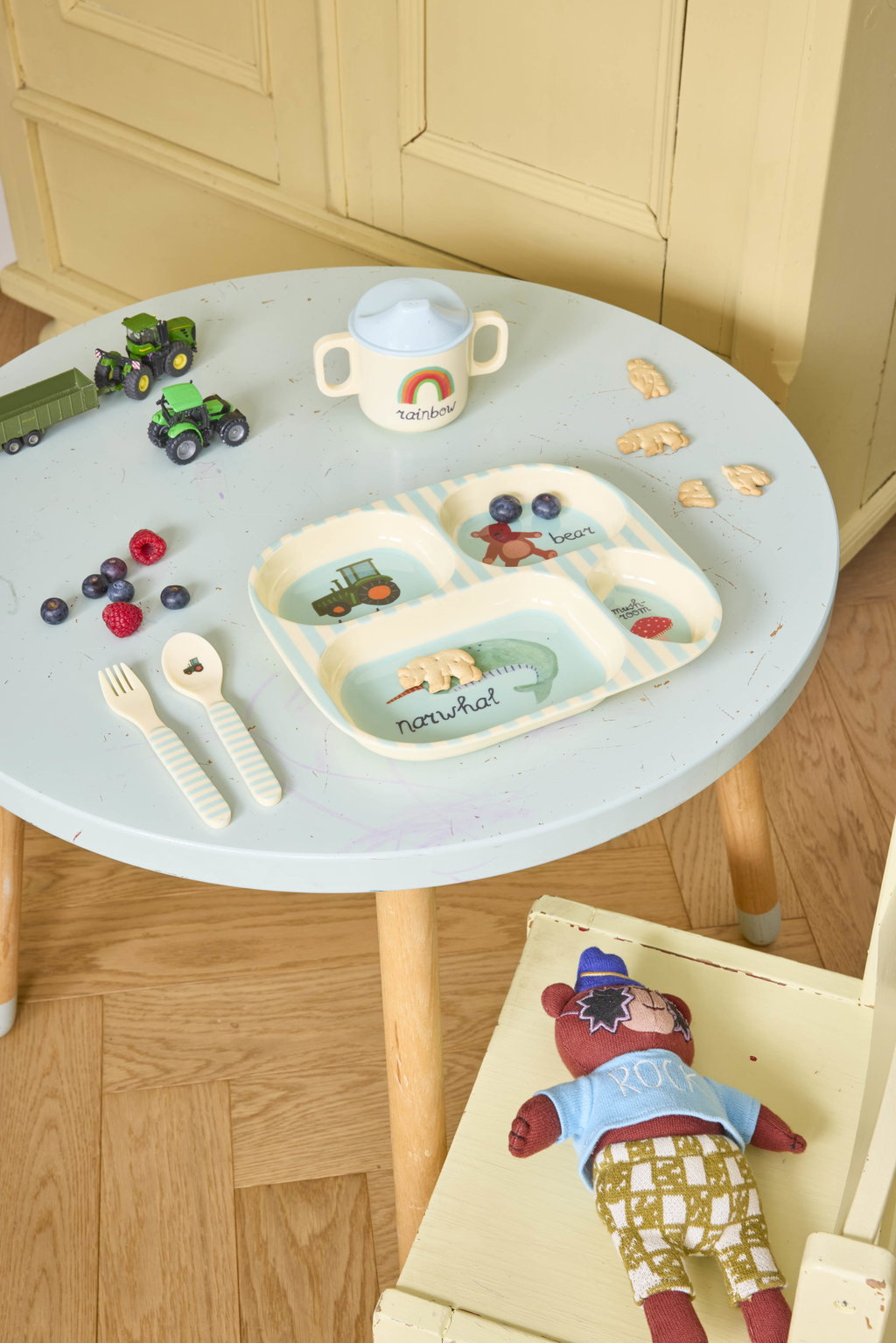 Melamin Babyske og gaffel - ABC - Blå - Billede 2