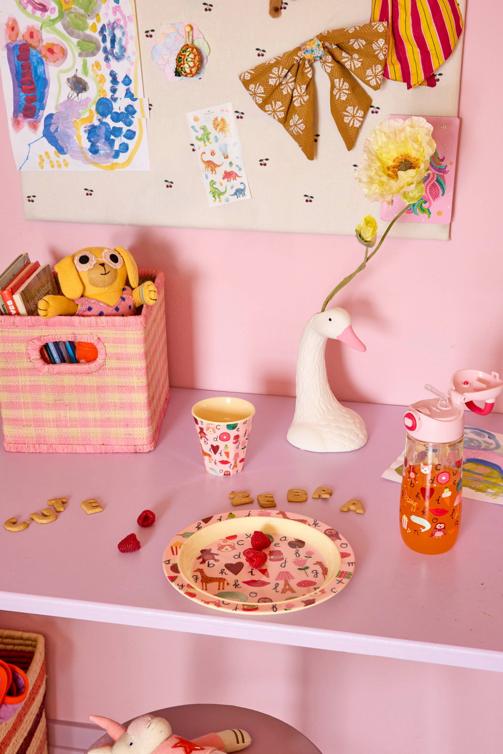 Melamin børnetallerken - ABC - Pink - Billede 2