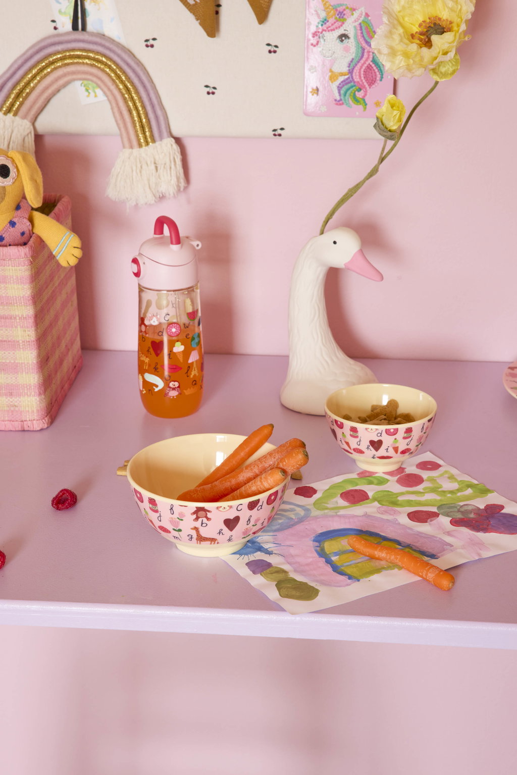 Melamin børneskål - ABC - Pink - Billede 2