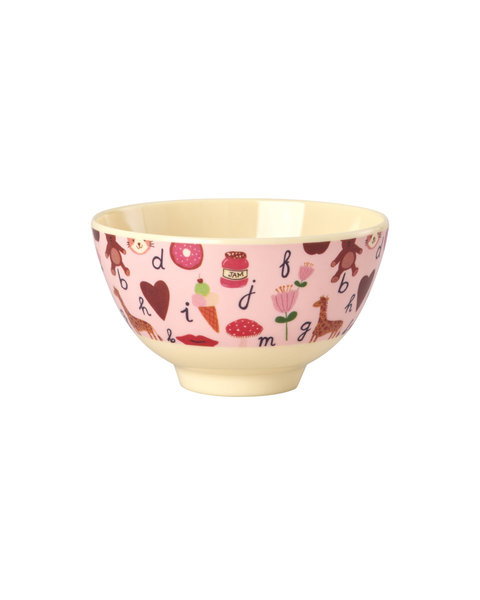 Melamin børneskål - ABC - Pink