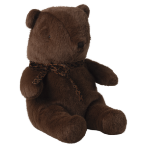 Bamse, plys, Medium - Mørk brun