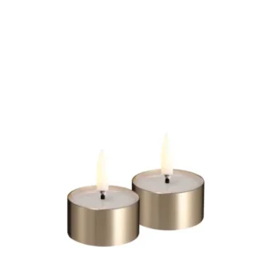 LED melted tealight, Metal brass finish, 2-pack