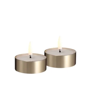 LED melted maxi tealight, Metal brass finish, 2-pack