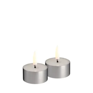 LED melted tealight, Silver finish, 2-pack