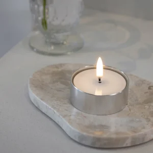 Alternative view of LED melted maxi tealight, Metal silver finish, 2-pack