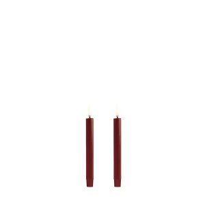 LED mini taper candle, Carmine red, Smooth, 2-pack, 1,3x13,8 cm (12/72)