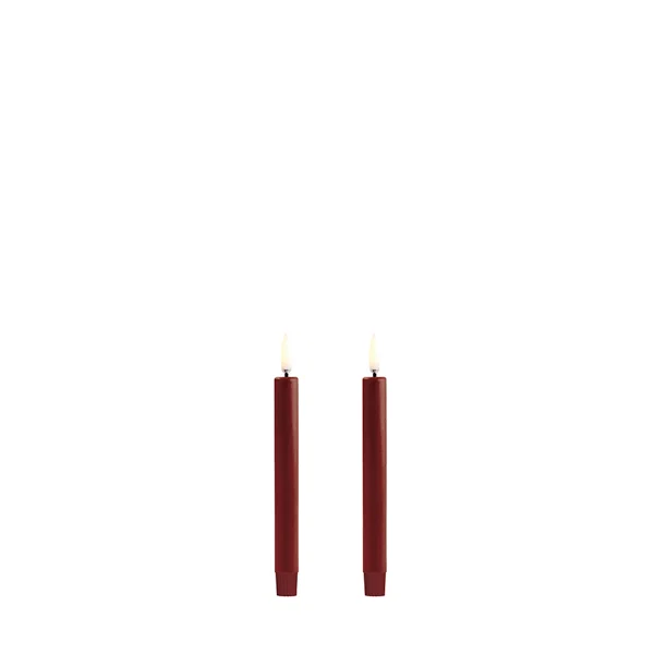 LED mini taper candle, Carmine red, Smooth, 2-pack, 1,3x13,8 cm (12/72)