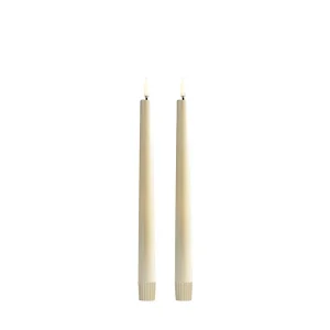 LED taper candle, Pearl ivory, Smooth, 2-pack, 2,3x25 cm